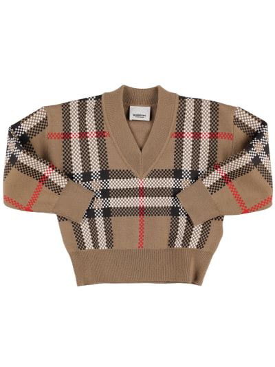 maglie burberry bambina|Maglia in misto lana check .